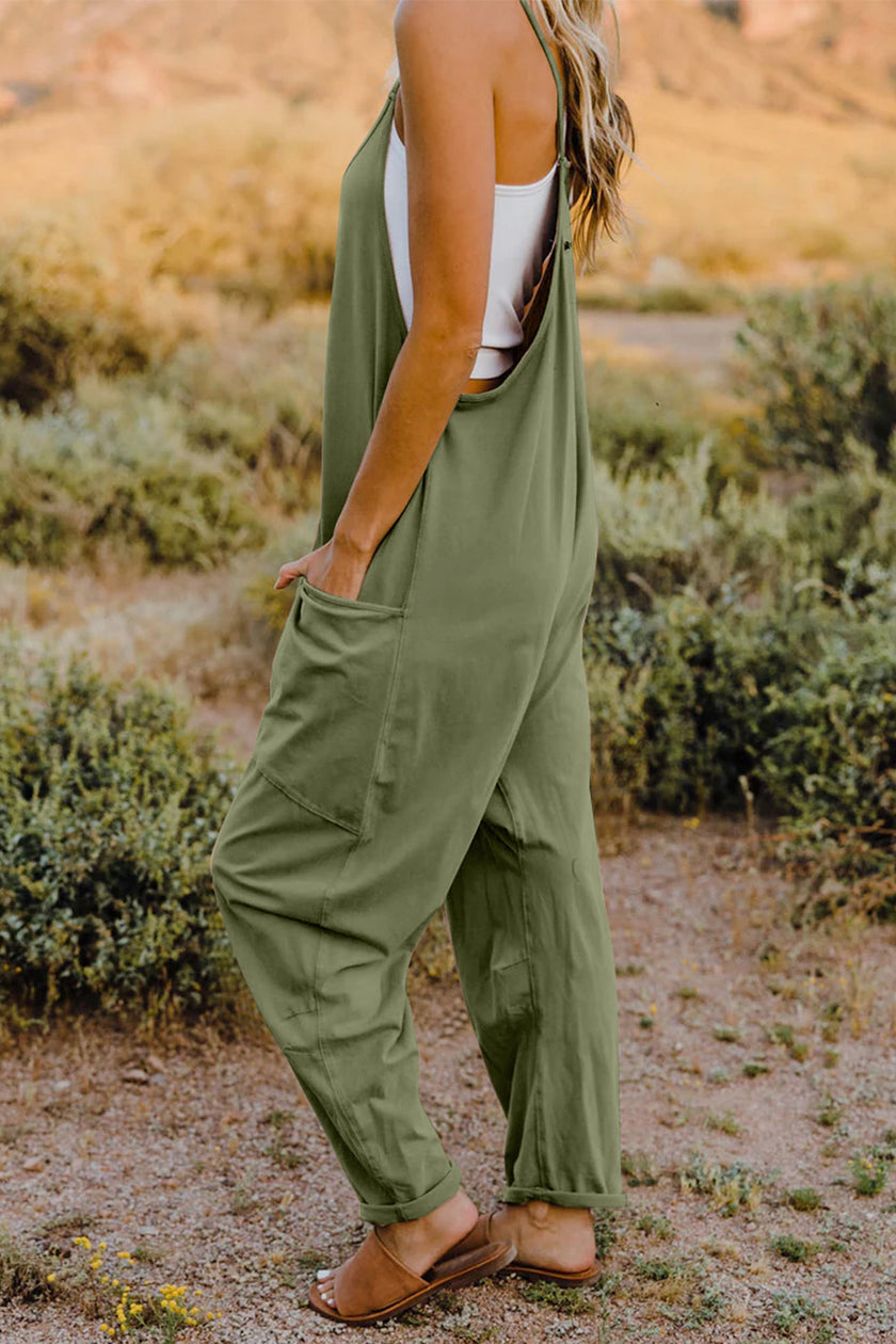 Double Take Full Size V-Neck Sleeveless Jumpsuit with Pockets - LACEDUPED