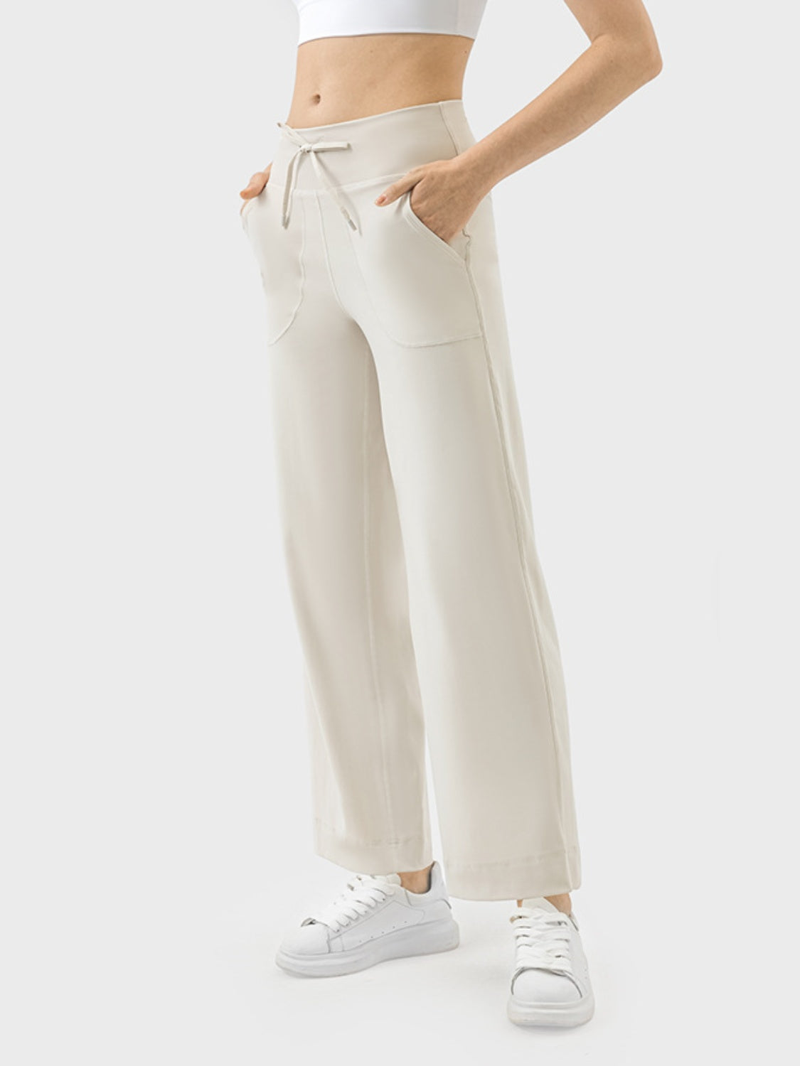 Drawstring Active Pants with Pockets - LACEDUPED