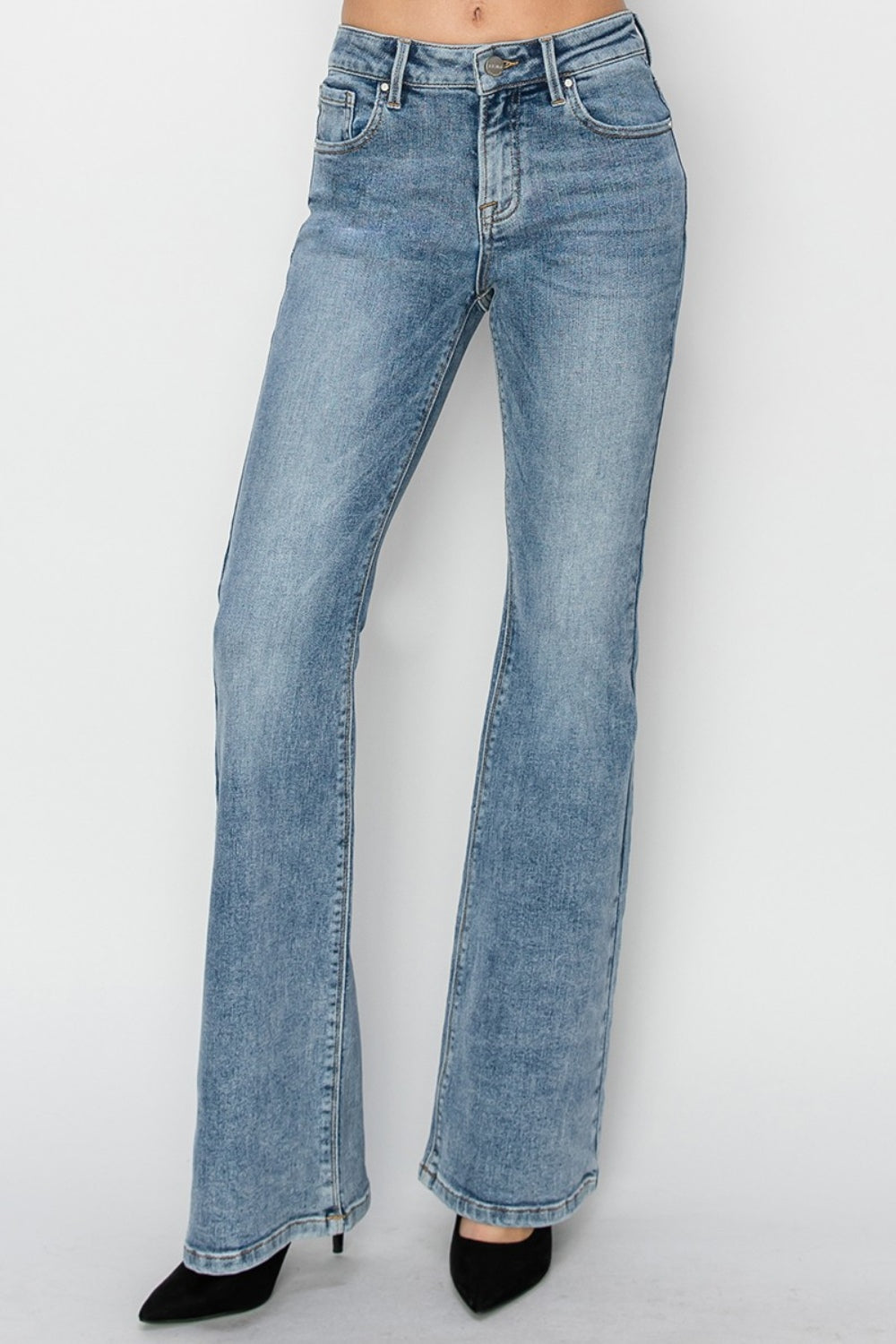 RISEN Full Size Mid Rise Bootcut Jeans - LACEDUPED