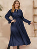 Honey Plus Size Ruffled Polka Dot Long Sleeve Midi Dress