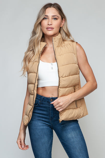 Snobbish Zip Up Turtleneck Vest with Pockets - LACEDUPED