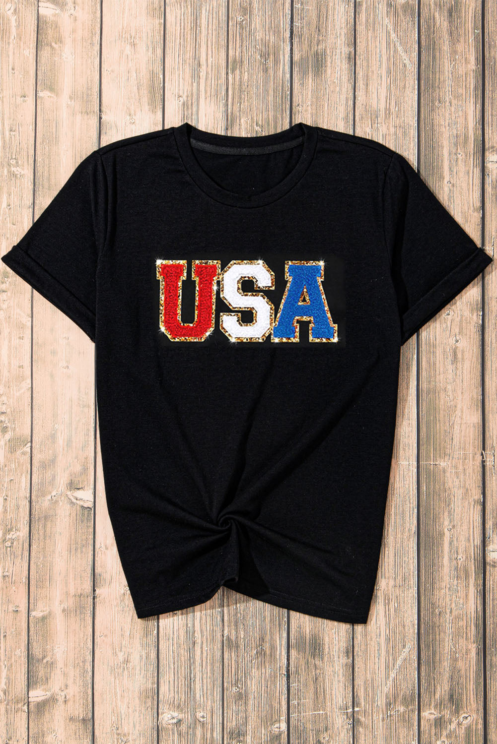 USA Round Neck Short Sleeve T-Shirt - LACEDUPED