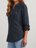 Collared Neck Roll-Tab Sleeve Denim Top - LACEDUPED