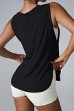 Slit Round Neck Active Tank - LACEDUPED