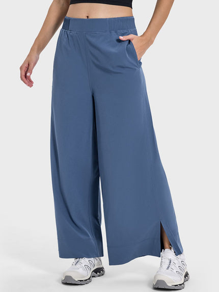 Slit Wide Leg Active Pants - LACEDUPED