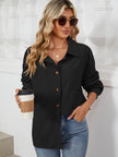 Button Up Dropped Shoulder Long Sleeve Outerwear - LACEDUPED