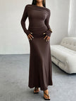 Devine Ruched Long Sleeve Maxi Dress