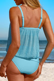 Square Neck Spaghetti Strap Tankini Set - LACEDUPED