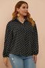 Plus Size Polka Dot Balloon Sleeve Shirt