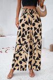 Smocked Printed Wide Leg Pants with Pockets - LACEDUPED