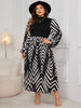 Honey Plus Size Printed Mock Neck Long Sleeve Midi Dress