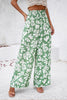 Smocked Printed Wide Leg Pants with Pockets - LACEDUPED