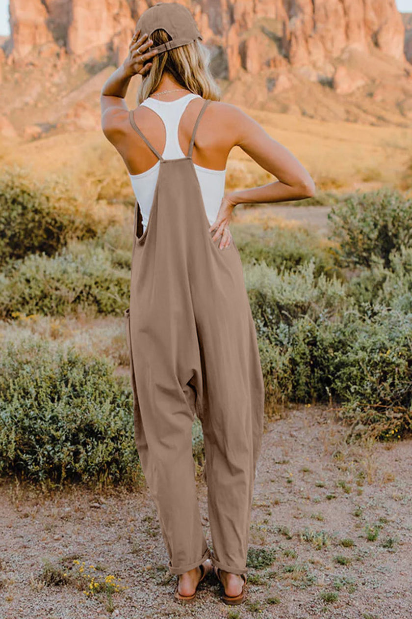 Double Take Full Size V-Neck Sleeveless Jumpsuit with Pockets - LACEDUPED