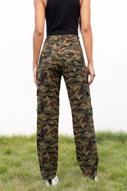 Camouflage Straight Leg Cargo Pants - LACEDUPED