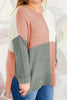 Plus Size Color Block Round Neck Sweater