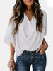 Full Size Cowl Neck Three-Quarter Sleeve Blouse - LACEDUPED