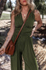 V-Neck Sleeveless Wide Leg Jumpsuit - LACEDUPED