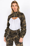 American Bazi Camouflage Cropped Jacket with Chains - LACEDUPED