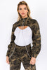 American Bazi Camouflage Cropped Jacket with Chains - LACEDUPED