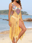 Fringe Spaghetti Strap Cover-Up - LACEDUPED