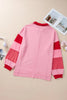 Plus Size Color Block Johnny Collar Long Sleeve Sweatshirt