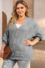 Plus Size Cable-Knit Button Up Sweater