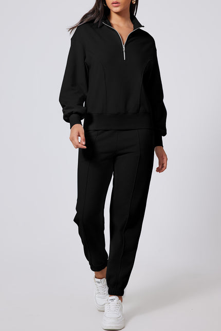 Half Zip Long Sleeve Top and Joggers Active Set - LACEDUPED