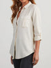 Collared Neck Roll-Tab Sleeve Denim Top - LACEDUPED