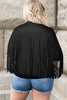 Plus Size Fringe Open Front Jacket