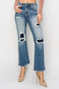 Risen Full Size High Rise Distressed Ankle Flare Jeans - LACEDUPED