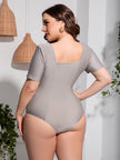 Plus Size Scoop Neck Short Sleeve One-Piece Swimsuit - LACEDUPED