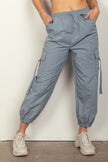 VERY J Elastic Waist Woven Cargo Pants - LACEDUPED