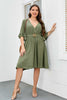 Honey Plus Size Surplice Neck Half Sleeve Dress