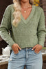 V-Neck Dropped Shoulder Long Sleeve Sweater