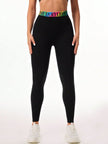 Letter Printed High Waist Active Leggings - LACEDUPED