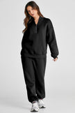 Quarter Zip Long Sleeve Top and Pants Set - LACEDUPED