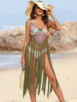 Fringe Spaghetti Strap Cover-Up - LACEDUPED