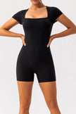 Square Neck Cap Sleeve Active Romper - LACEDUPED