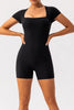 Square Neck Cap Sleeve Active Romper - LACEDUPED