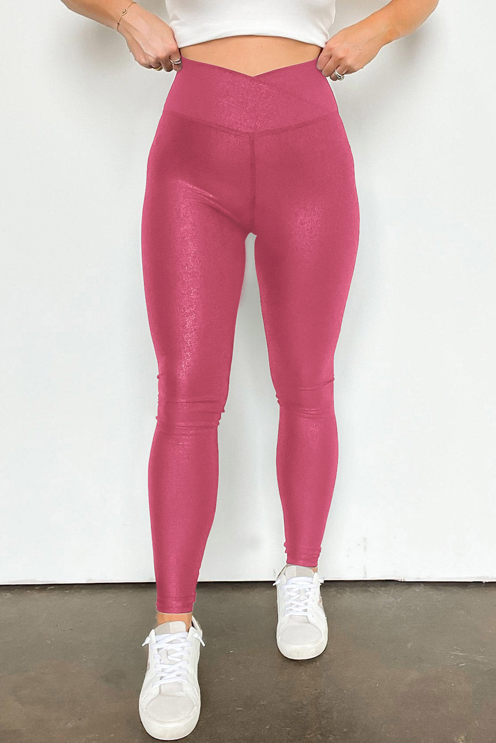 Solid High Waist Leggings - LACEDUPED