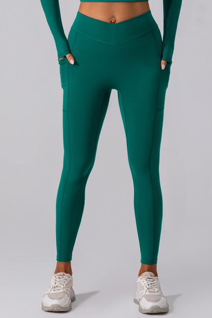 High Waist Active Leggings with Pockets - LACEDUPED