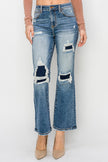 Risen Full Size High Rise Distressed Ankle Flare Jeans - LACEDUPED