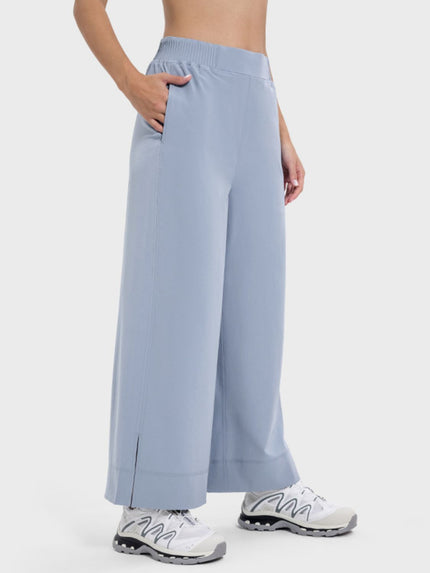 Slit Wide Leg Active Pants - LACEDUPED