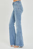 Risen Full Size High Rise Frayed Hem Flare Jeans - LACEDUPED