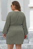 Plus Size Ribbed Tie Front Long Sleeve Sweater Dress