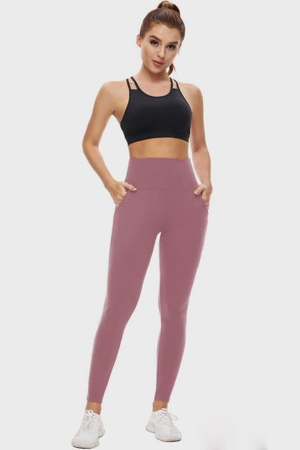 Pocketed High Waist Active Leggings - LACEDUPED