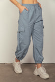 VERY J Elastic Waist Woven Cargo Pants - LACEDUPED