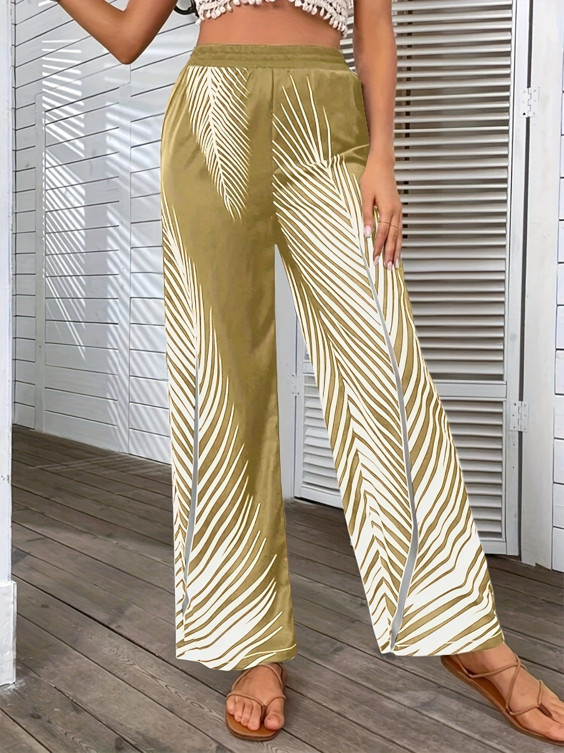 Printed Wide Leg Pants - LACEDUPED