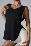 Slit Round Neck Active Tank - LACEDUPED