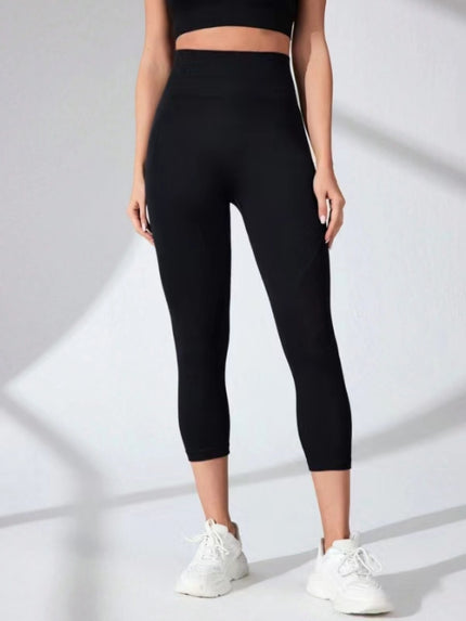 High Waist Cropped Active Leggings - LACEDUPED